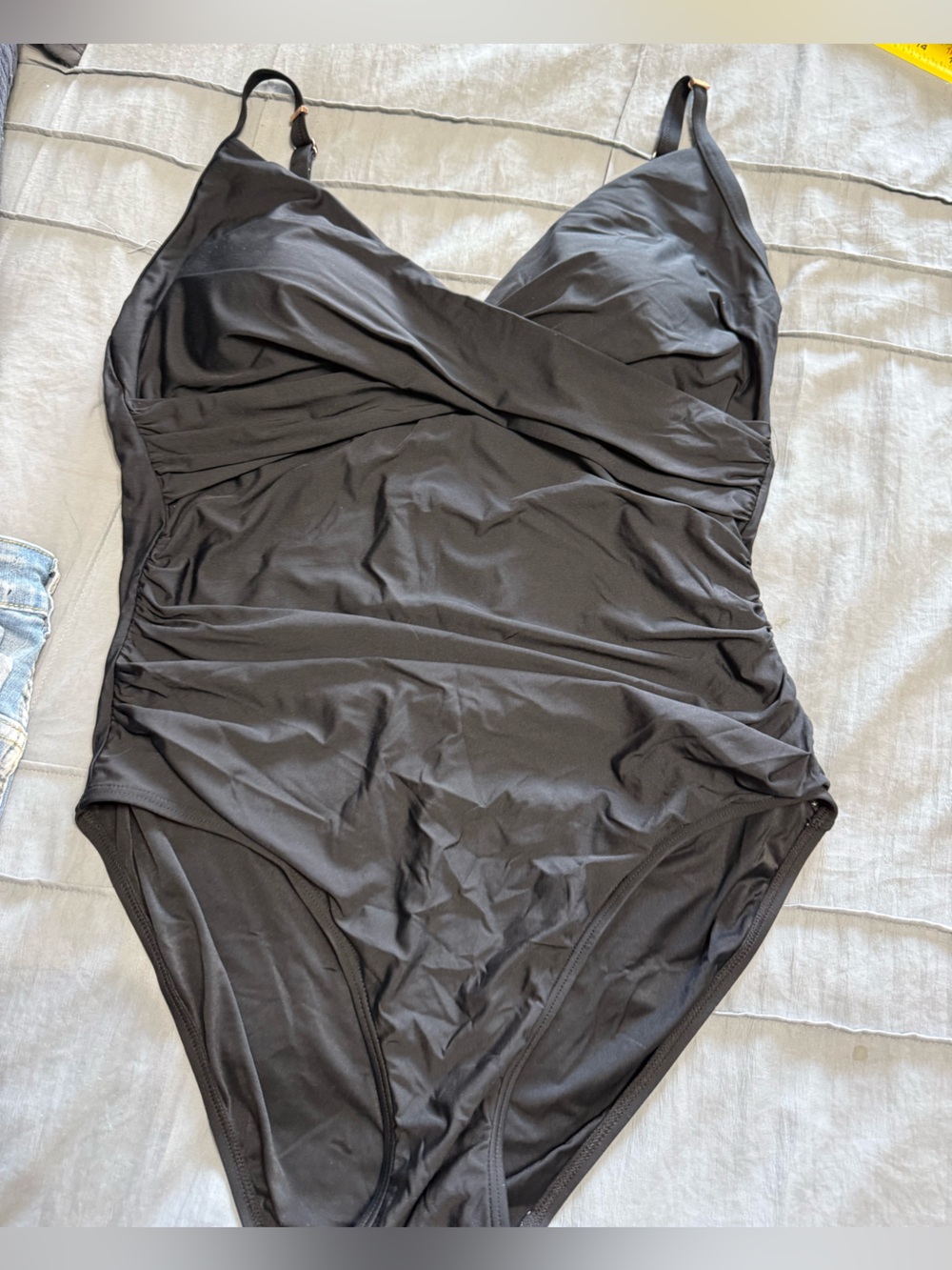 Calvin Klein Black One-Piece Swimsuit with Ruched Sides
